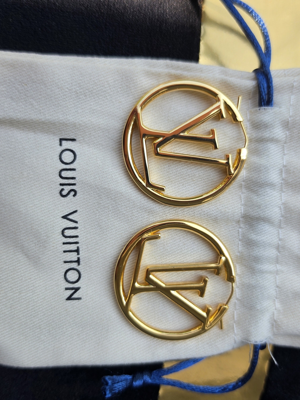 Louis Vuitton Gold LV Circle Logo Earrings
